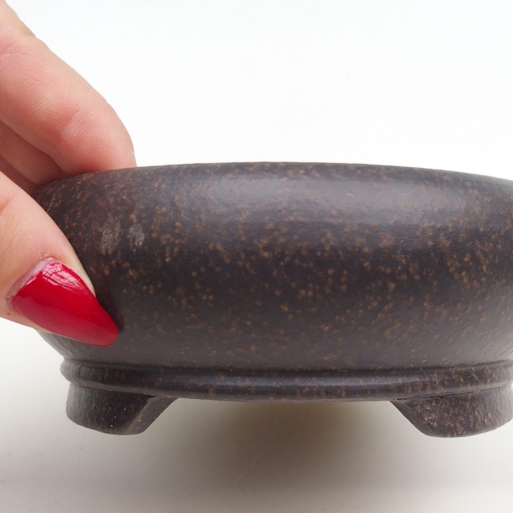 Ceramic bonsai bowl 12 x 12 x 5 cm, colour brownish ochre