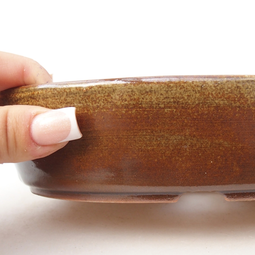 Ceramic bonsai bowl 18,5 x 13,5 x 4,5 cm, brown