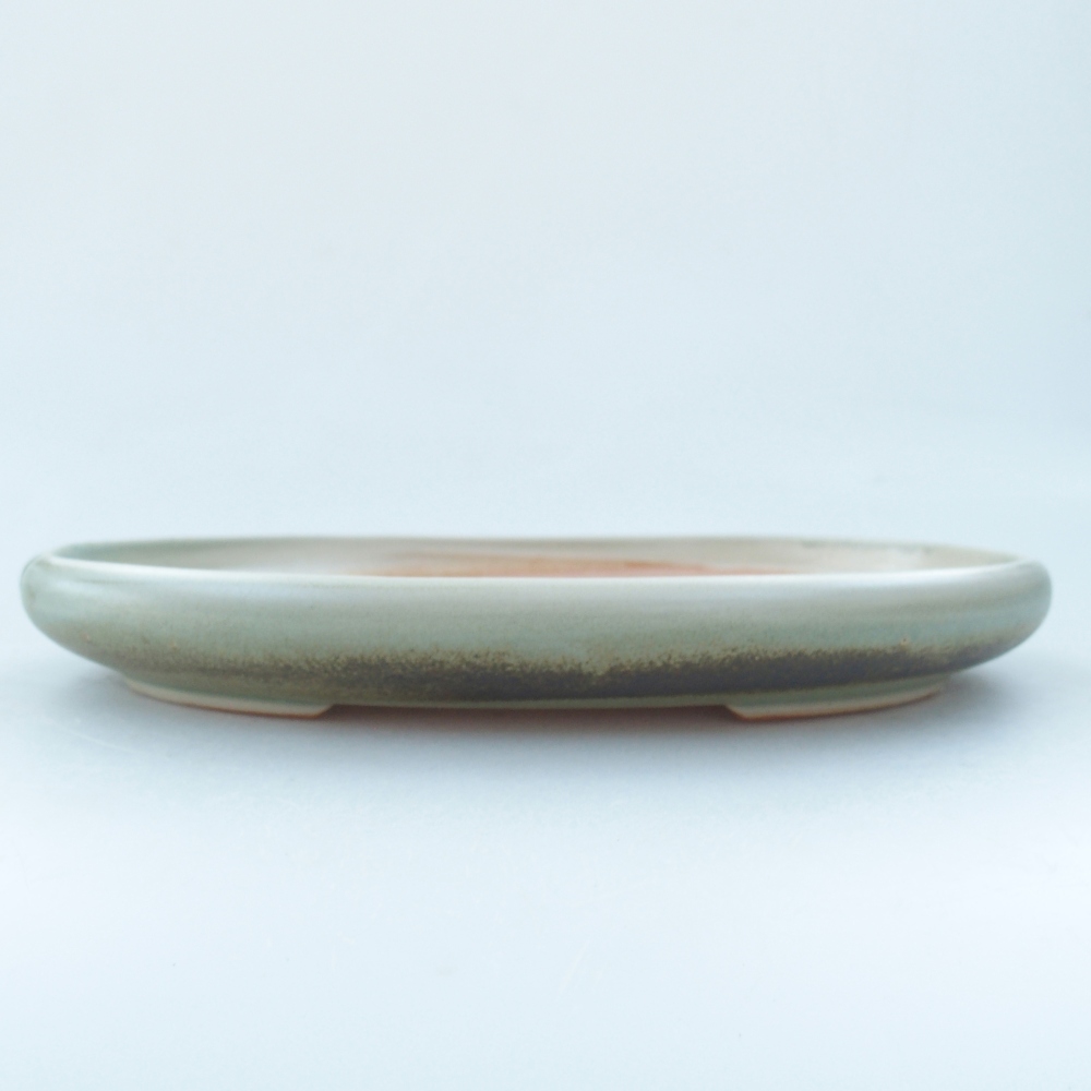 Ceramic bonsai bowl 22,5 x 16,5 x 3 cm, green