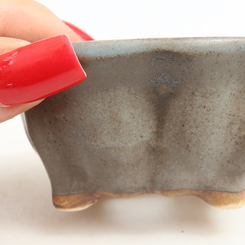 Ceramic bonsai pot, 7 x 7 x 3.5 cm, blue