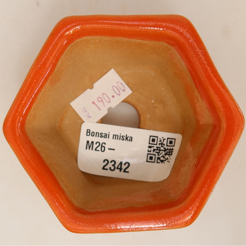 Ceramic bonsai pot, 7.5 x 7 x 4 cm, orange