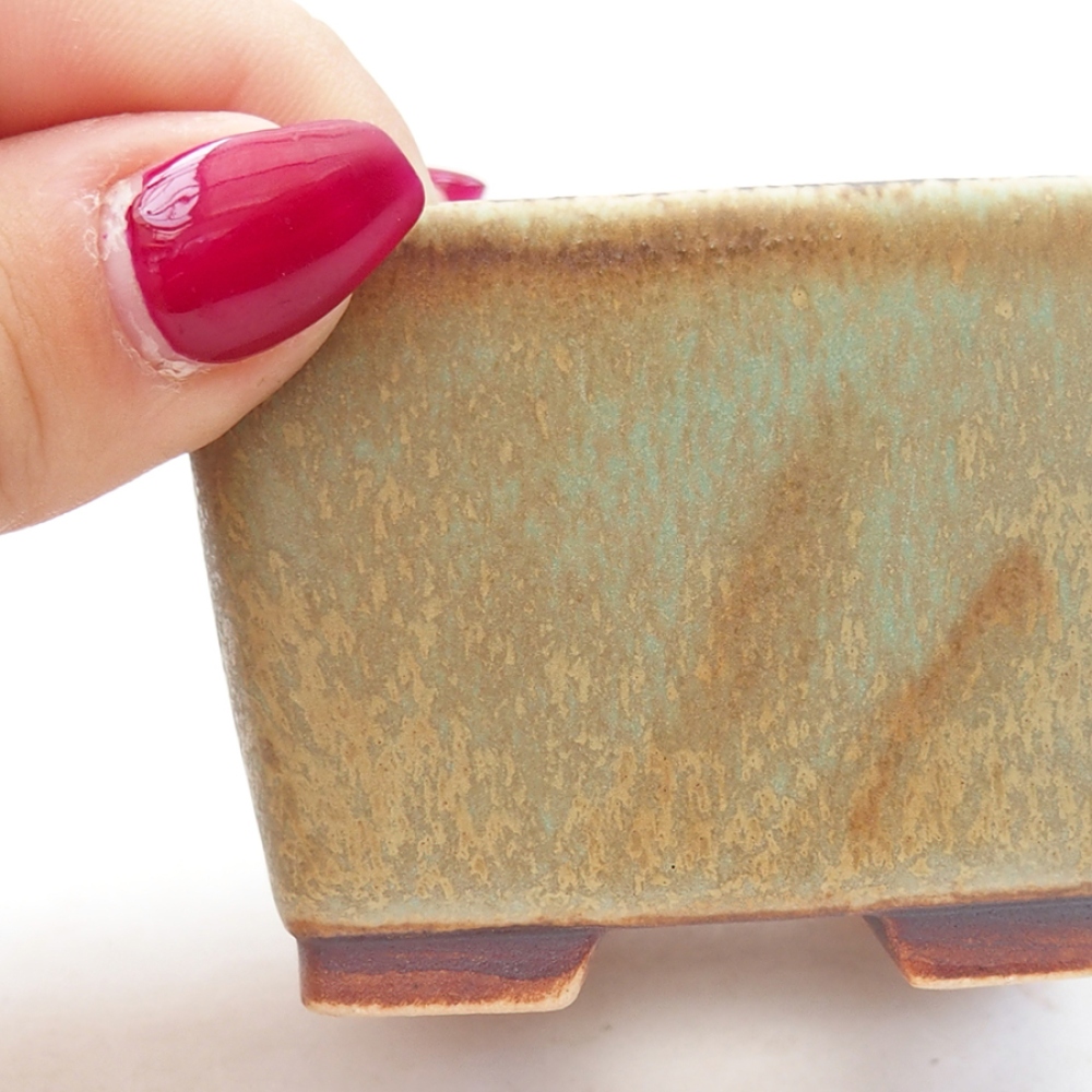Ceramic bonsai bowl 6 x 6 x 4,5 cm, green color