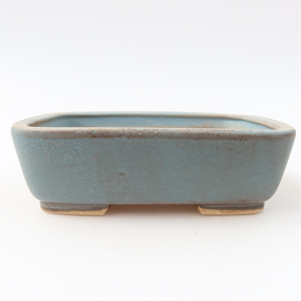 Ceramic bonsai pot, 14 x 11.5 x 4.5 cm, blue