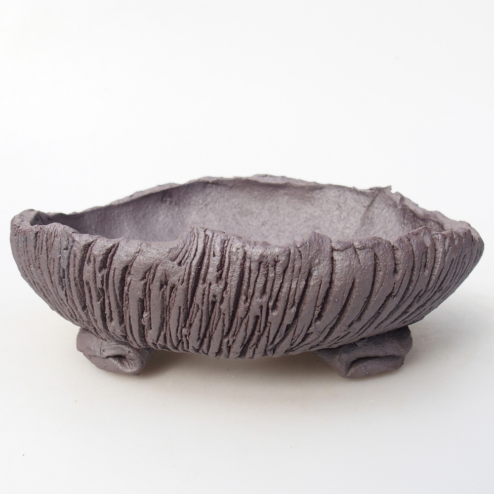 Ceramic bonsai bowl 17 x 15 x 5,5 cm, metal colour