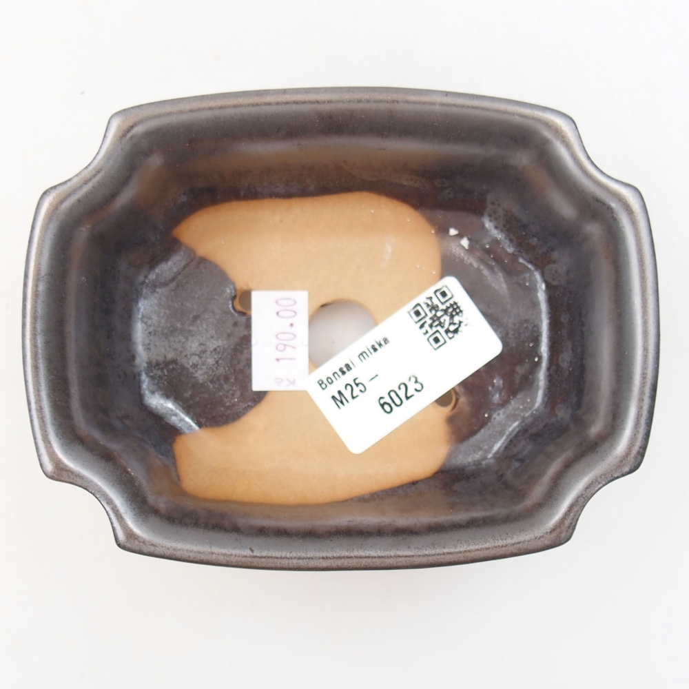 Ceramic bonsai bowl 12 x 9 x 4,5 cm, color metallic