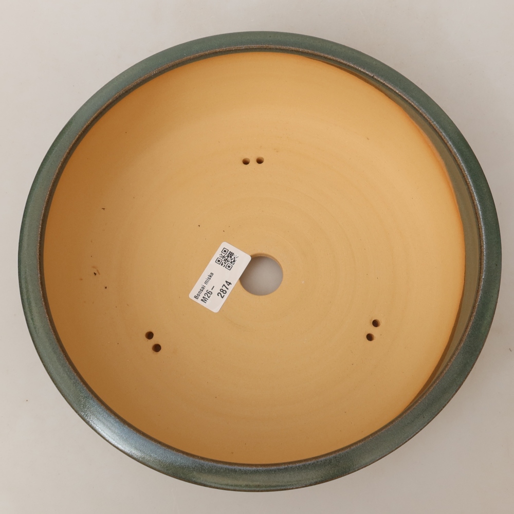 Ceramic bonsai pot, 25 x 25 x 7.5 cm, green