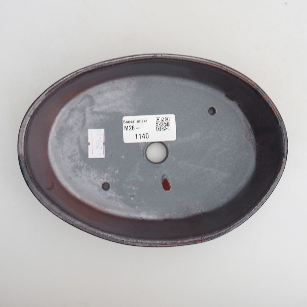 Ceramic bonsai bowl 18,5 x 13 x 4 cm, metal colour