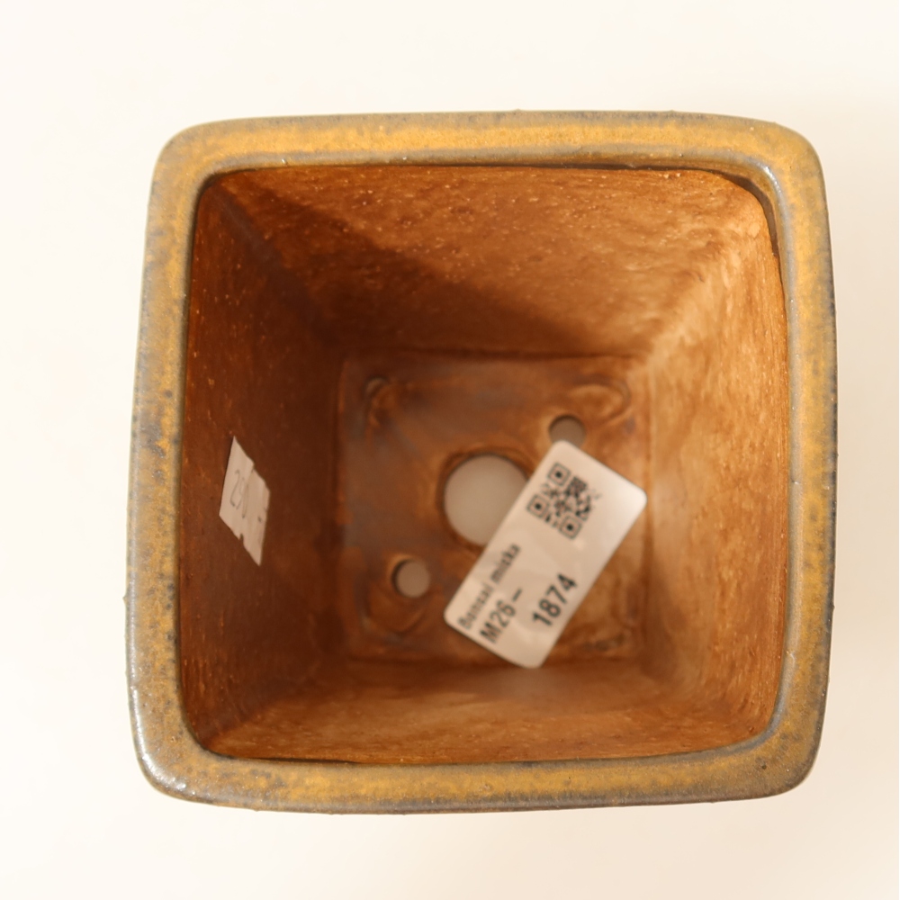 Ceramic bonsai pot, 8.5 x 8.5 x 10.5 cm, brown