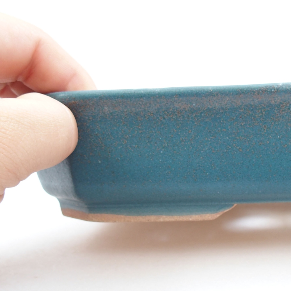 Ceramic bonsai bowl 19 x 13,5 x 4,5 cm, color blue