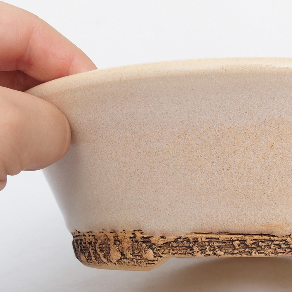 Ceramic bonsai bowl 18,5 x 18,5 x 6 cm, colour beige