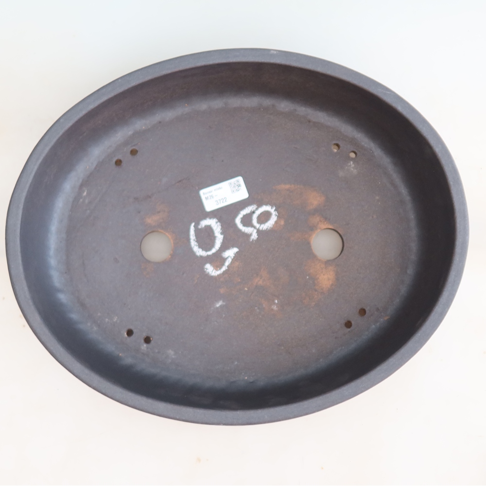 Ceramic bonsai pot, 37.5 x 30.5 x 8 cm, brown