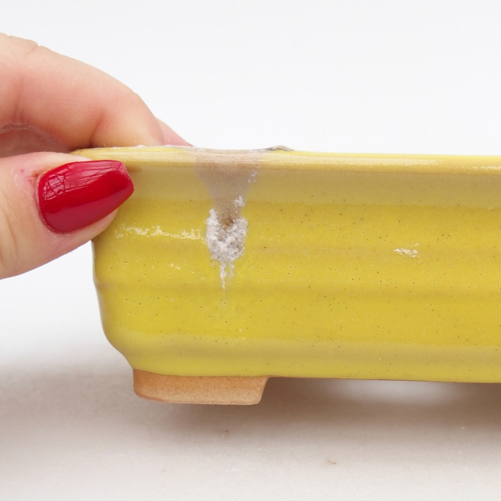 Ceramic bonsai bowl 13,5 x 10 x 4,5 cm, yellow