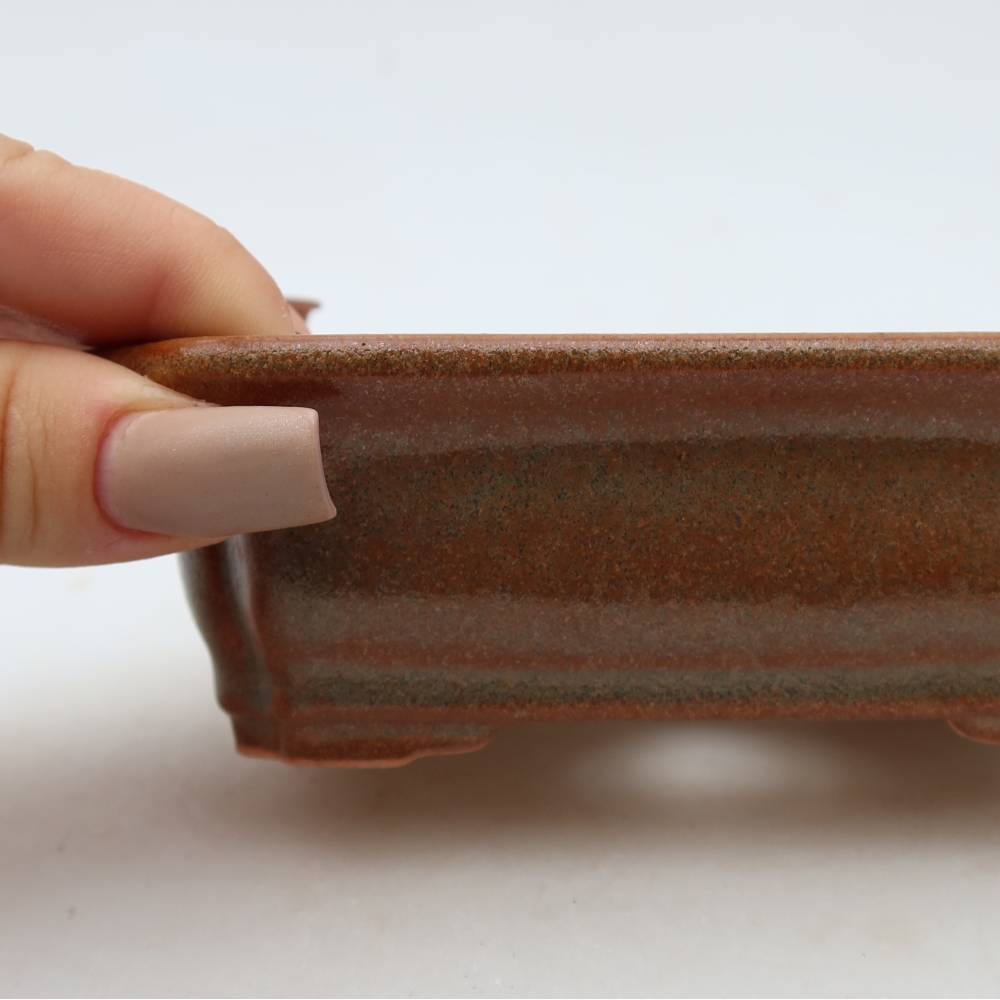 Ceramic bonsai bowl 13 x 10 x 4 cm, brown