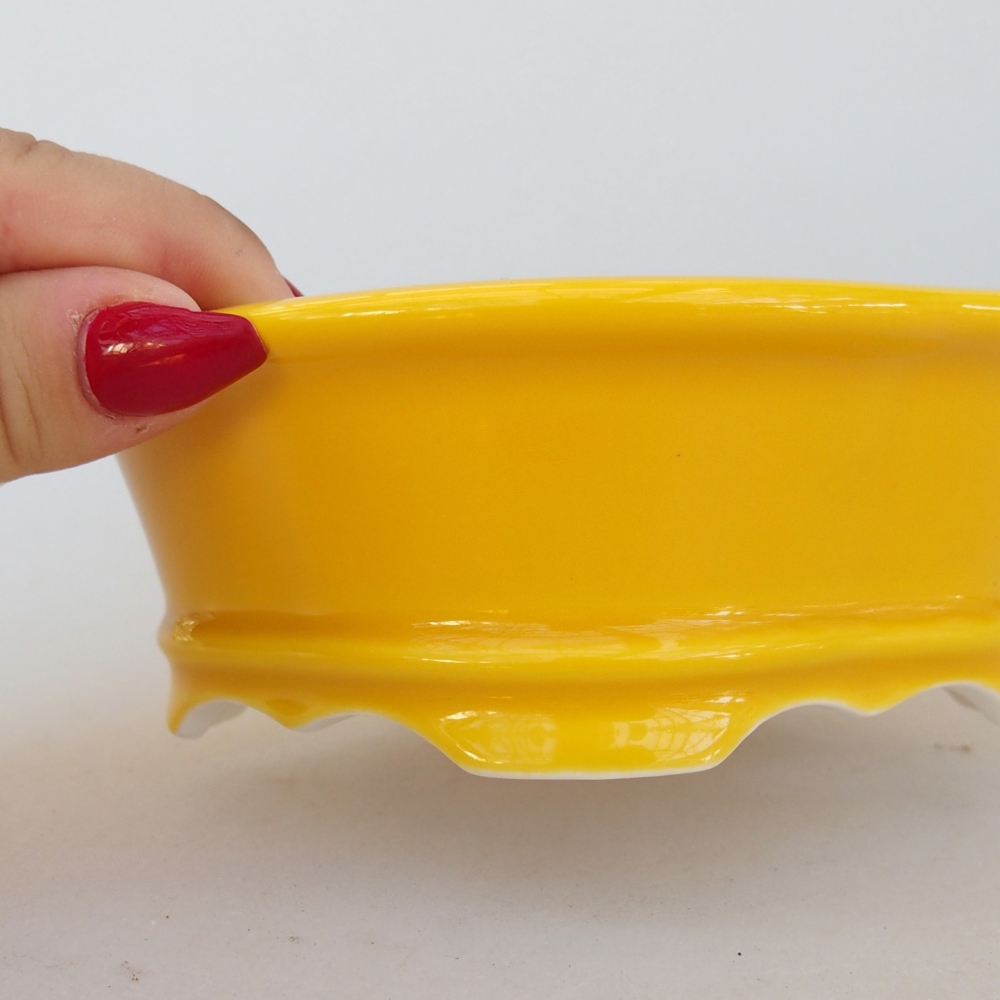 Ceramic bonsai bowl 13 x 12 x 5 cm, yellow