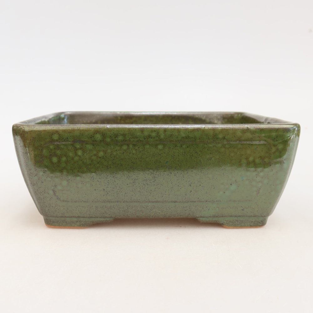 Ceramic bonsai bowl 16 x 12 x 6 cm, green