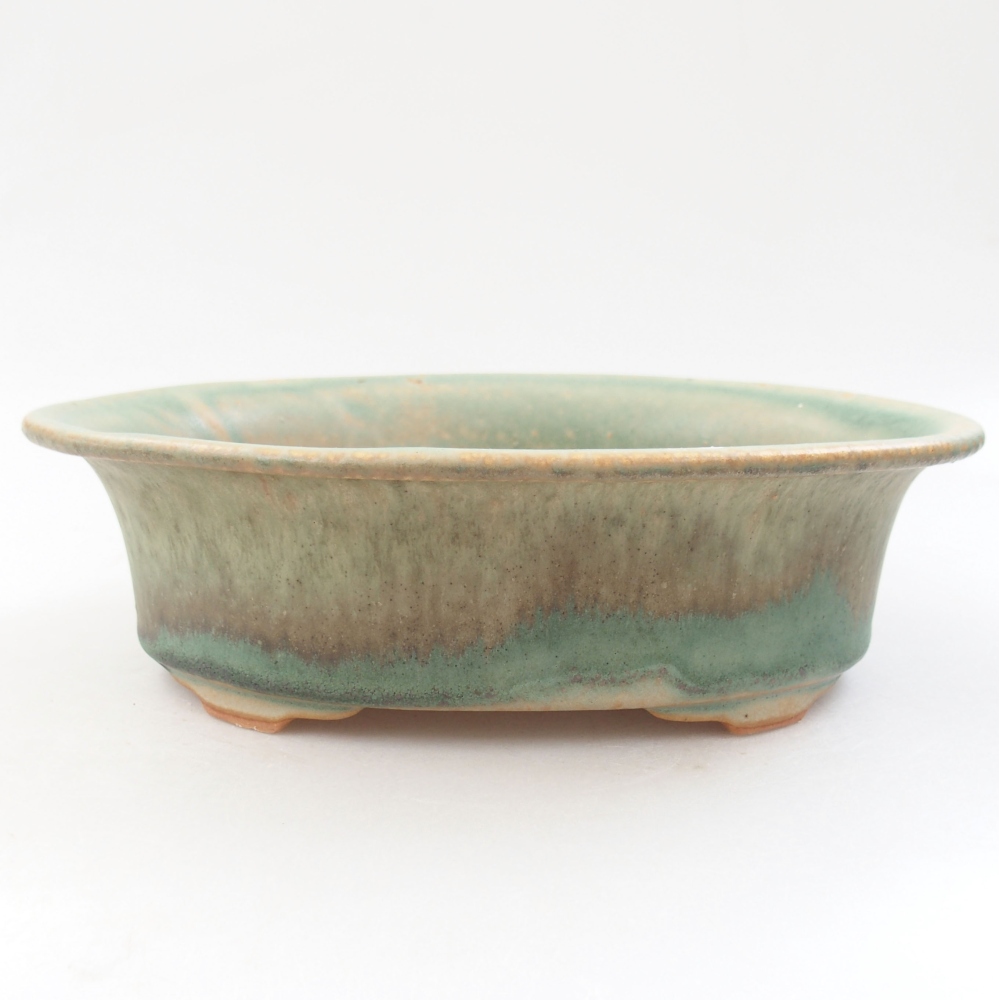 Ceramic bonsai bowl 22,5 x 18 x 6,5 cm, color green