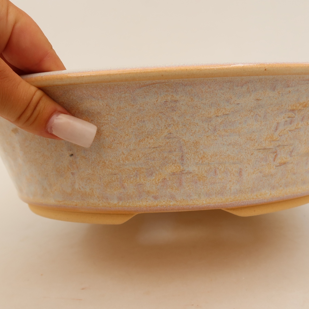 Ceramic bonsai pot, 29.5 x 29.5 x 8 cm, beige
