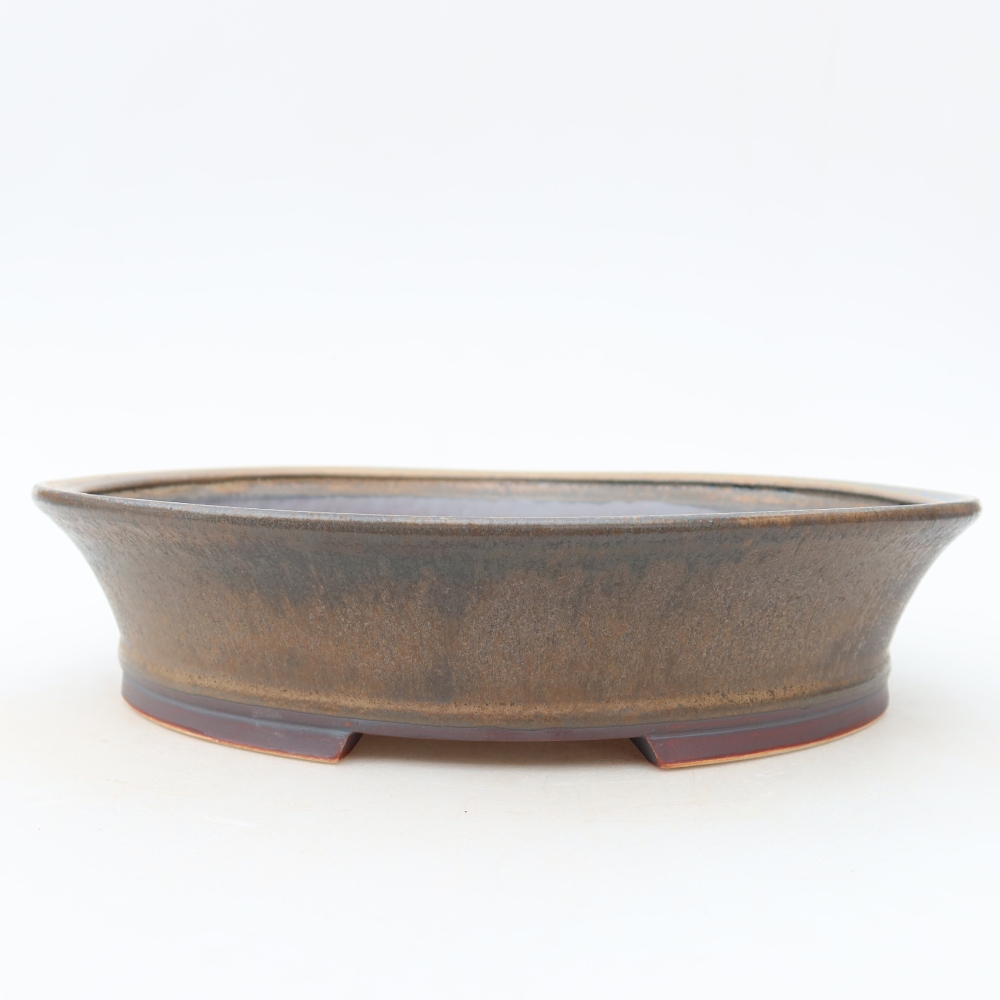 Ceramic bonsai pot, 24 x 21.5 x 5.5 cm, brown