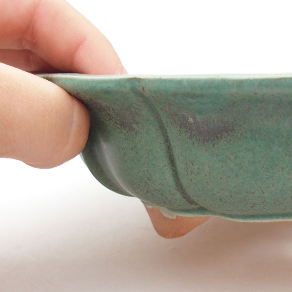 Ceramic bonsai bowl 18 x 18 x 5 cm, color green
