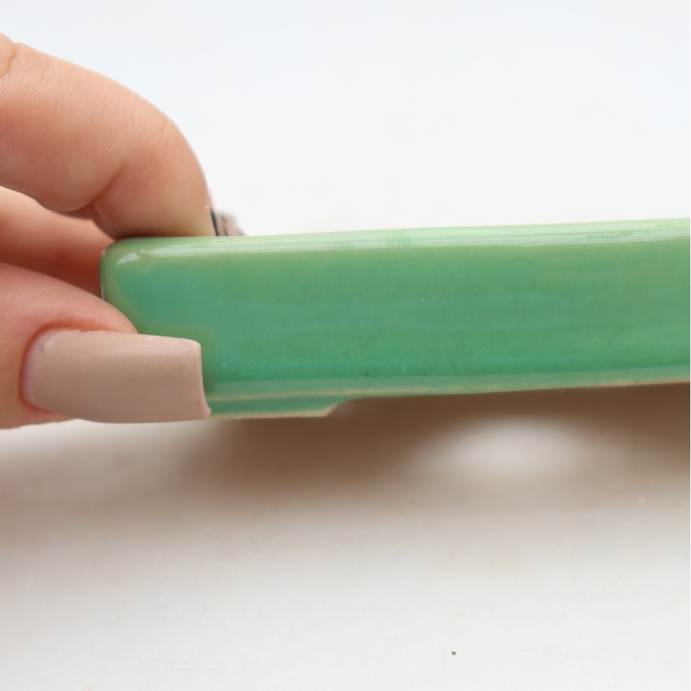 Ceramic bonsai pot, 10 x 7 x 2 cm, green