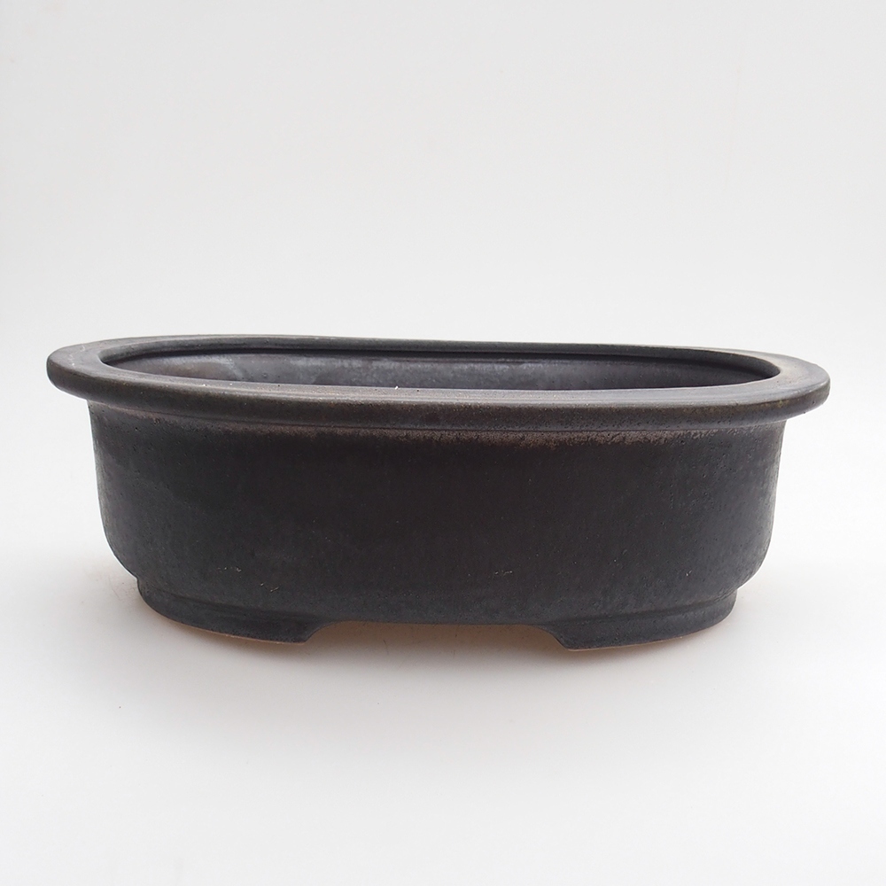 Ceramic bonsai bowl 25 x 20,5 x 8 cm, metal colour