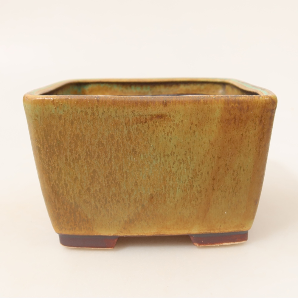 Ceramic bonsai pot, 13 x 13 x 8 cm, green