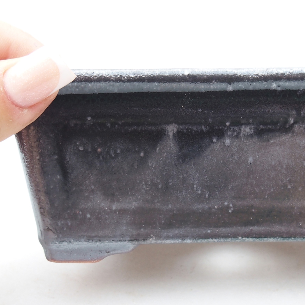 Ceramic bonsai bowl 13,5 x 10 x 5,5 cm, metal colour