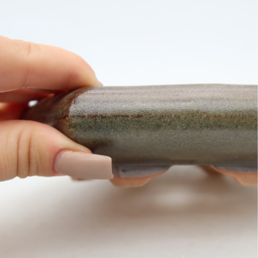 Ceramic bonsai pot, 17 x 15 x 4 cm, brown