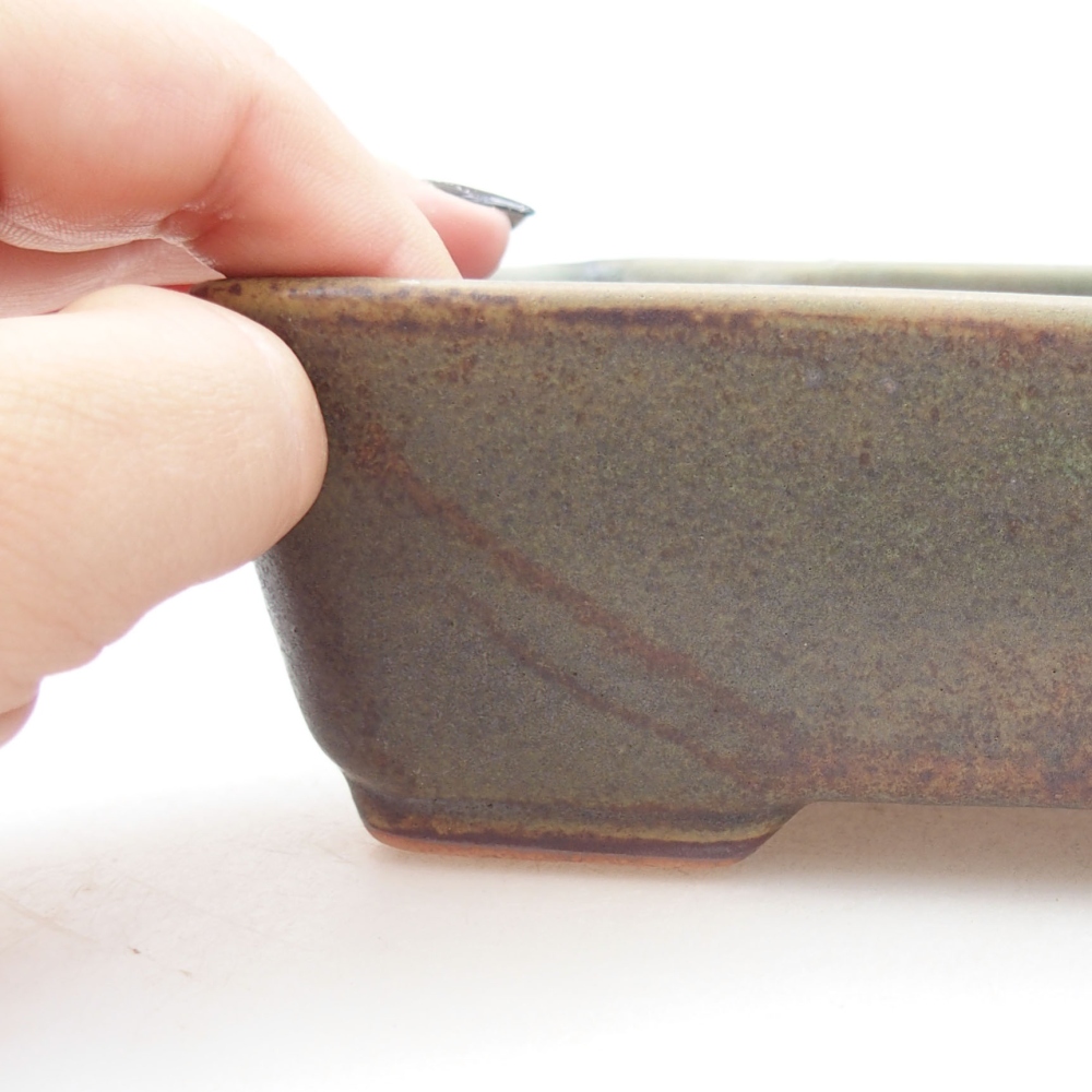 Ceramic bonsai bowl 18 x 13 x 5 cm, color green