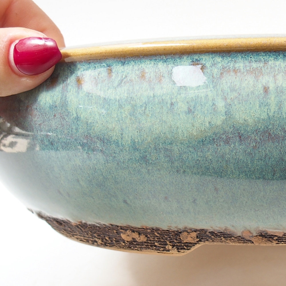 Ceramic bonsai bowl 27 x 27 x 7 cm, color green
