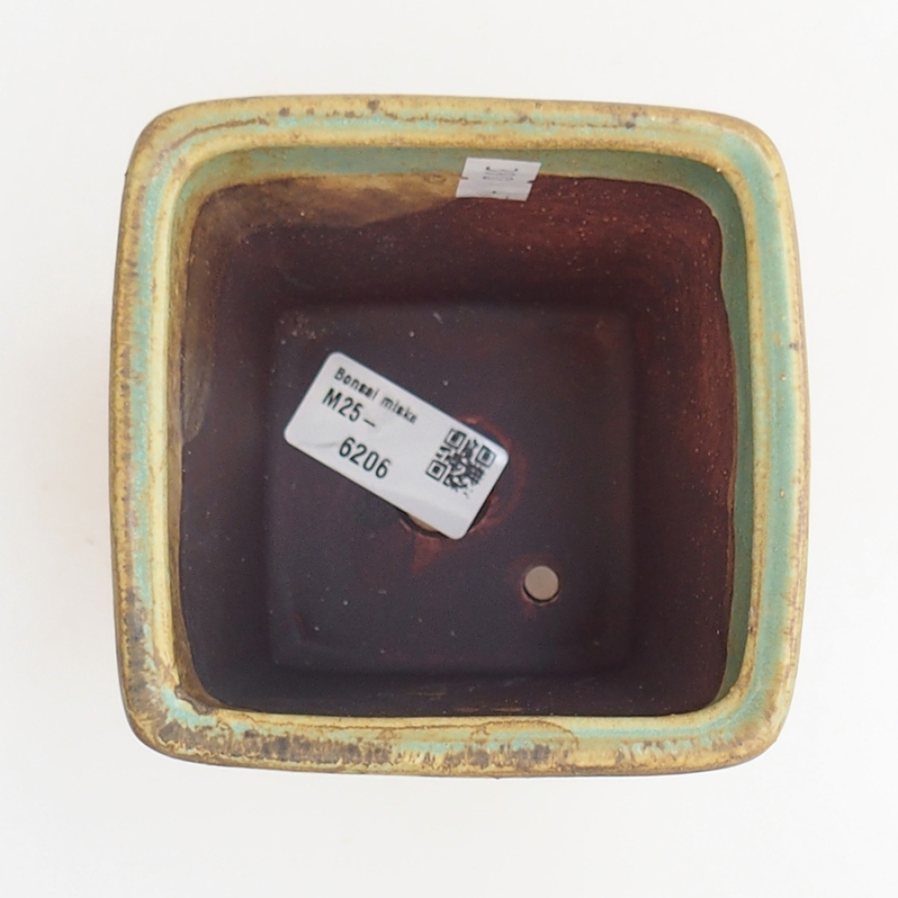 Ceramic bonsai bowl 10 x 10 x 12 cm, green