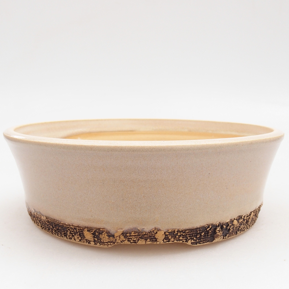 Ceramic bonsai pot 19 x 19 x 6 cm, beige