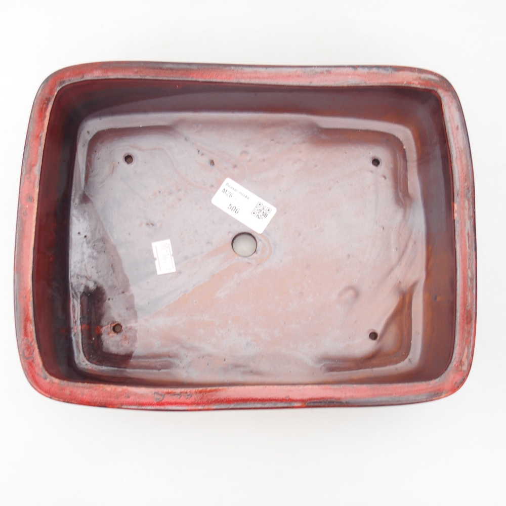 Ceramic bonsai bowl 26,5 x 20 x 6,5 cm, colour red