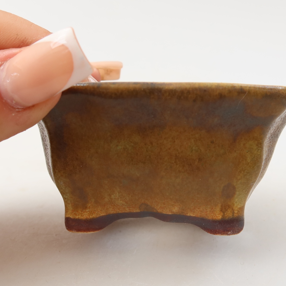 Ceramic bonsai pot, 7.5 x 7 x 3.5 cm, green