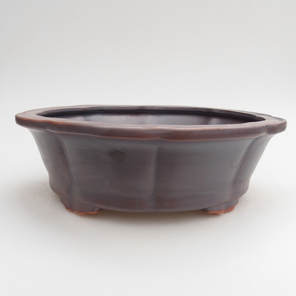 Ceramic bonsai bowl 26 x 26 x 8 cm, metal colour
