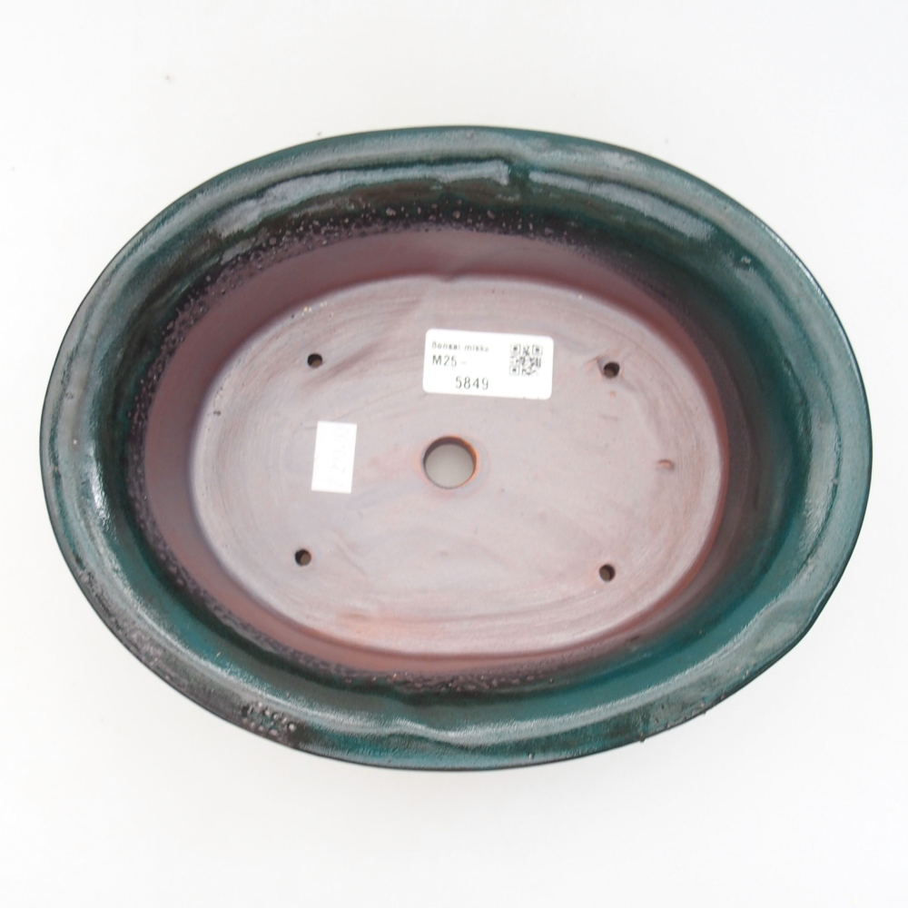 Ceramic bonsai bowl 23 x 18 x 6,5 cm, color green
