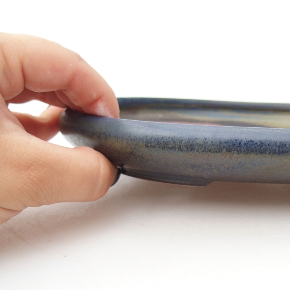 Ceramic bonsai bowl 22,5 x 17 x 3 cm, color blue