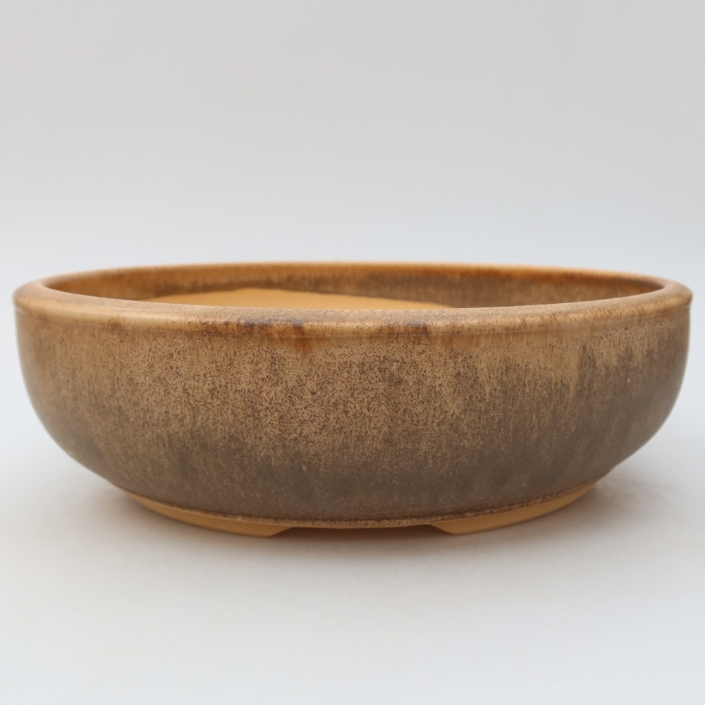 Ceramic bonsai pot, 26 x 26 x 7.5 cm, brown