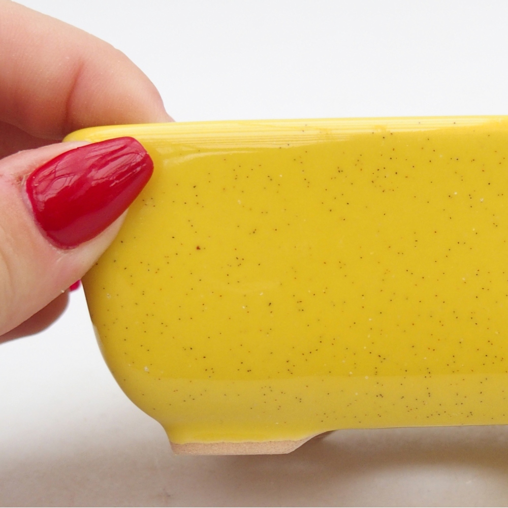 Ceramic bonsai bowl 10,5 x 7,5 x 4,5 cm, yellow