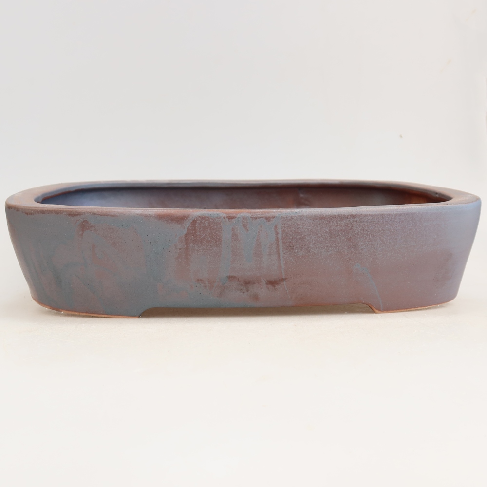 Ceramic bonsai bowl 32 x 24,5 x 6,5 cm, metal colour