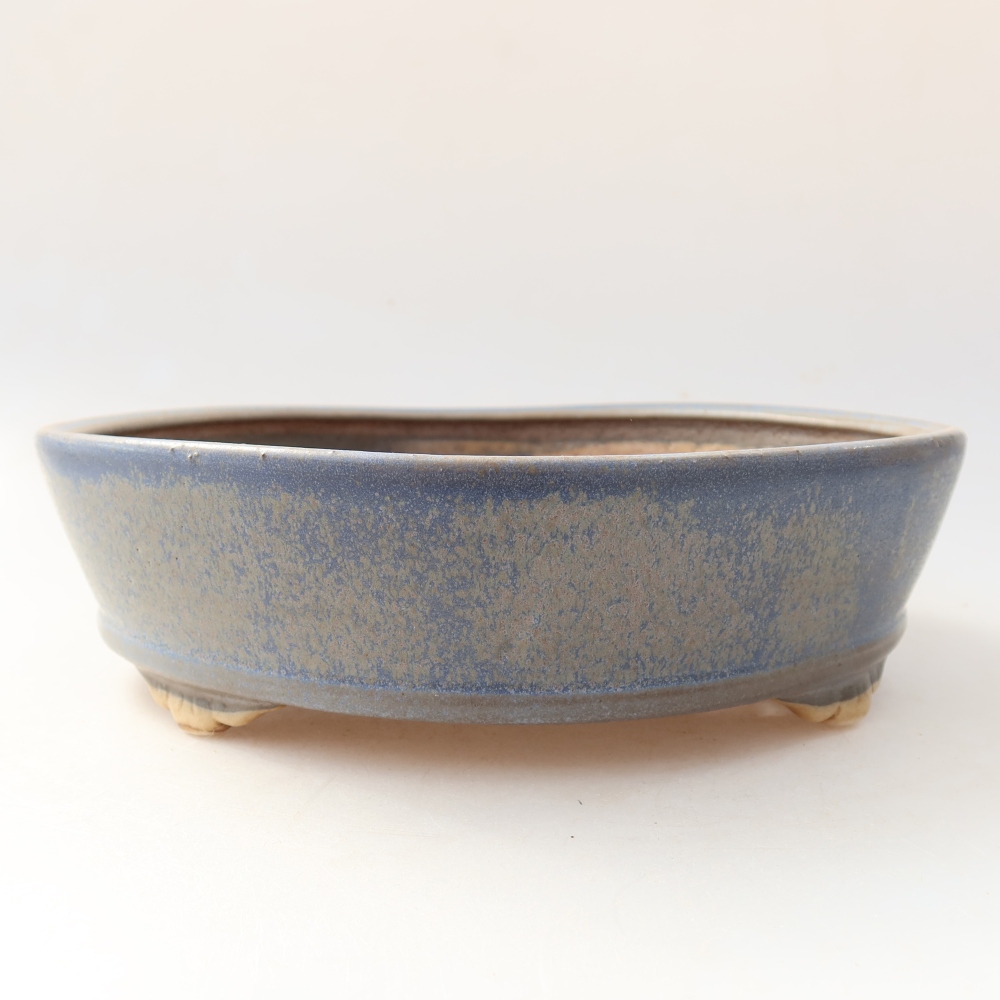 Ceramic bonsai pot, 21.5 x 21.5 x 6 cm, blue