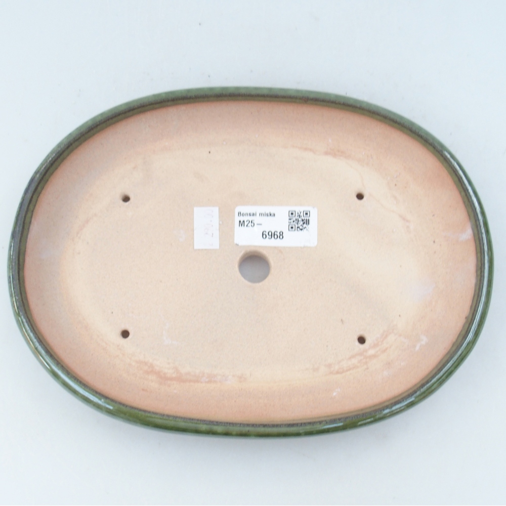 Ceramic bonsai bowl 22,5 x 16,5 x 3 cm, green