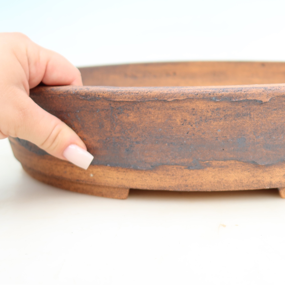 Ceramic bonsai pot, 38 x 30 x 7.5 cm, brown