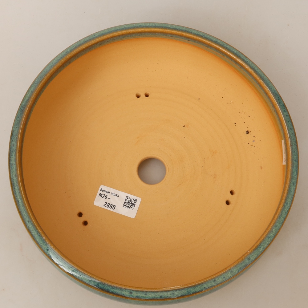 Ceramic bonsai pot, 24 x 24 x 7.5 cm, green