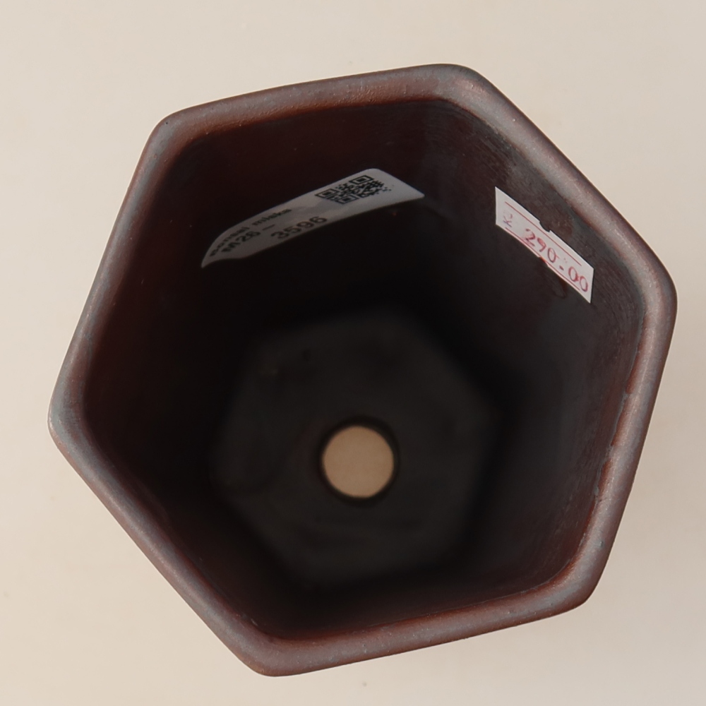 Ceramic bonsai pot, 9.5 x 8.5 x 14.5 cm, metallic color