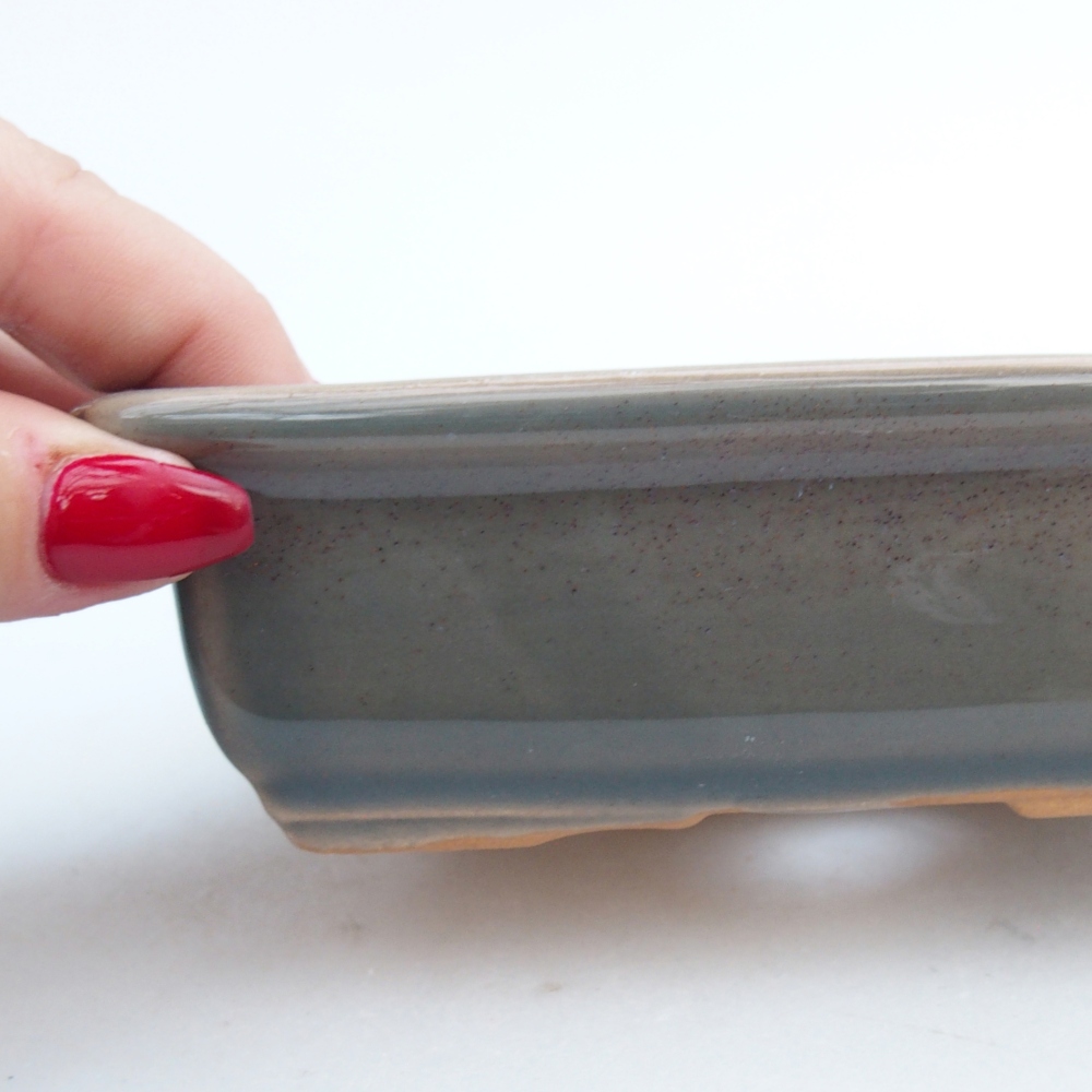 Ceramic bonsai bowl 14 x 10,5 x 4 cm, grey