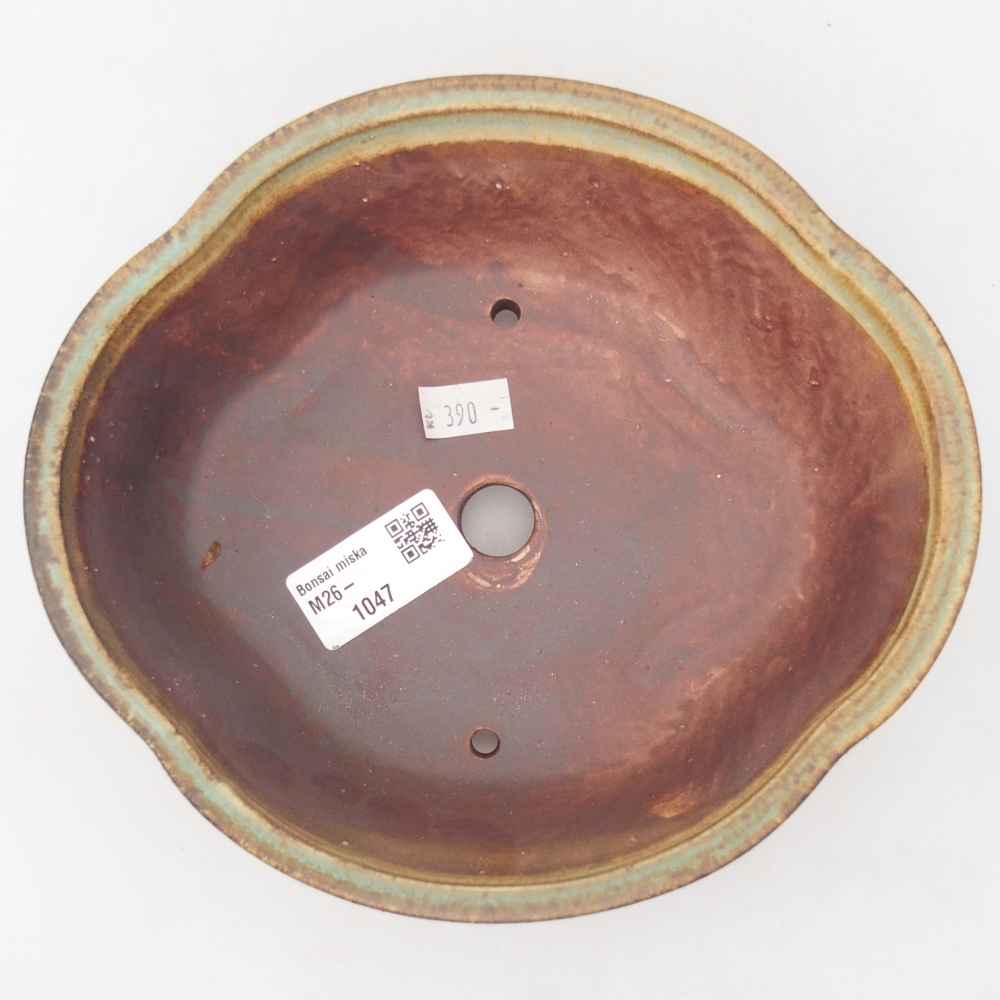 Ceramic bonsai bowl 18,5 x 17 x 6 cm, green