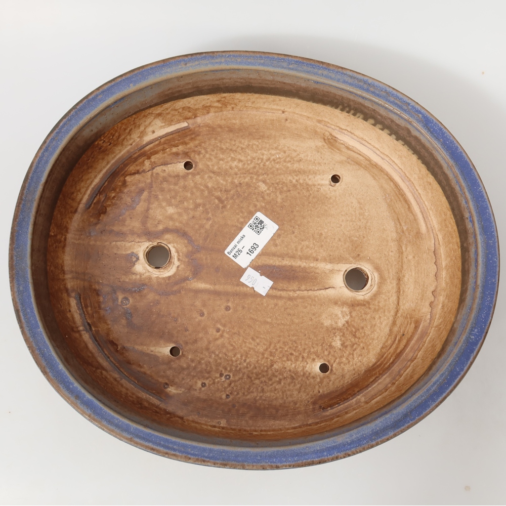 Ceramic bonsai pot, 31.5 x 27.5 x 7 cm, blue