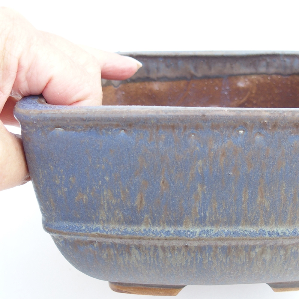 Ceramic bonsai bowl 16 x 16 x 9 cm, color blue