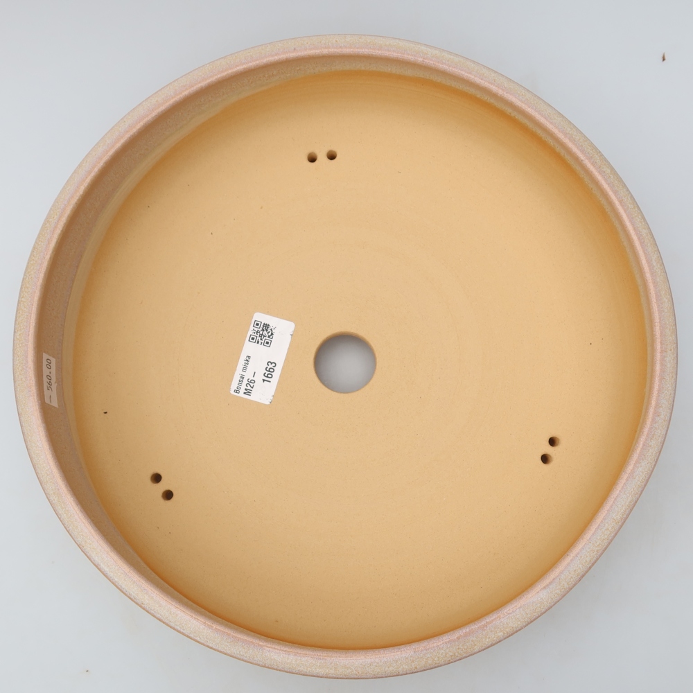 Ceramic bonsai pot, 26.5 x 26.5 x 6.5 cm, beige